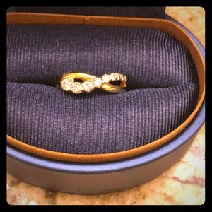 14k yellow gold diamond infinity ring